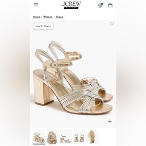 J Crew Gold and Silver Strappy Heels